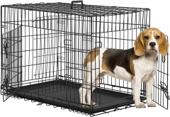 Dog Crates for Large Dogs Folding Mental Wire Crates Dog Kennels Outdoor and Indoor Pet Dog Cage Crate with Double-Door,Divider Panel, Removable Tray