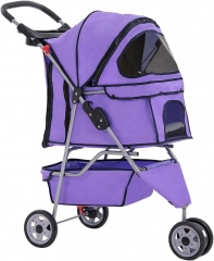 BestPet Pet Stroller Cat Dog Cage 3 Wheels Stroller Travel Folding Carrier