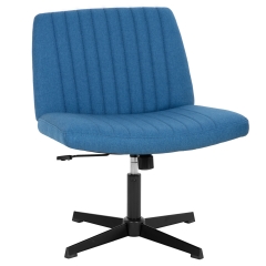 PayLessHere Criss Cross Chair,Armless Cross Legged Office Chair,Wide Comfty Desk Chair with No Wheels Modern Height Adjustable Chair, Blue