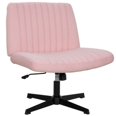 PayLessHere Criss Cross Chair,Armless Cross Legged Office Chair,Wide Comfty Desk Chair with No Wheels Modern Height Adjustable Chair, Pink