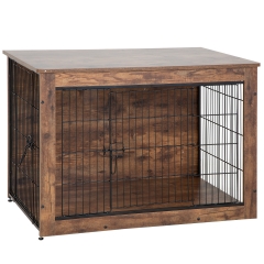 BestPet Dog Crate Furniture with Cushion,Wooden Dog Crate with Double Door Modern Dog Kennel Indoor Side End Table Heavy Duty Dog Crate for Small and