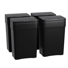 PayLessHere 13 Gallon 50 L Trash Can with Lid Plastic Kitchen Trash Bin Automatic Touch Free Motion Sensor Trash Can, BLACK