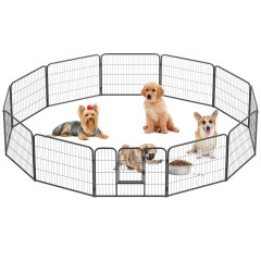 BestPet Dog Playpen Indoor 24 inch Height 12 Panels Dog Pen for Small and Medium Dogs, Exercise Pen Pet Dog Fence with Doors Pet Puppy Playpen, Black