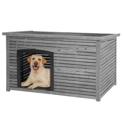 BestPet Dog House Outdoor 45" Insulated Large Dog Kennel Weatherproof Durable Puppy Shelter Pet House with Wooden Floor Removable Bottom Panel, Grey