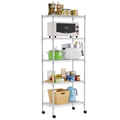 FDW 5-Tier Metal Wire Garage Storage Rack Shelf Unit For Garage/Kitchen,With Wheels,Black