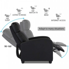 BestOffice Recliner Chair for Living Room Furniture Home Theater Seating Glider Chairs Modern Wingback Single Sofa PU Leather with Footrest (Black)