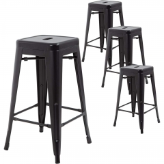 FDW Metal Bar Stools Set of 4 Counter Height Barstool Stackable Barstools 30 Inch Indoor Outdoor Patio Bar Stool Home Kitchen Dining Stool