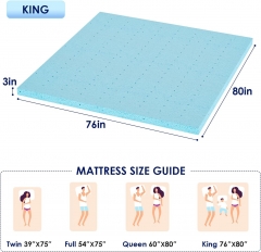 PayLessHere 3 Inch Gel Memory Foam Mattress Topper/Easy to Clean (King)