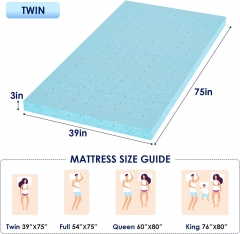 PayLessHere 3 Inch Gel Memory Foam Mattress Topper/Easy to Clean (Twin)