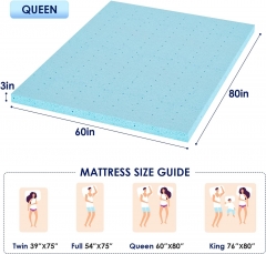 PayLessHere 3 Inch Gel Memory Foam Mattress Topper/Easy to Clean (Queen)