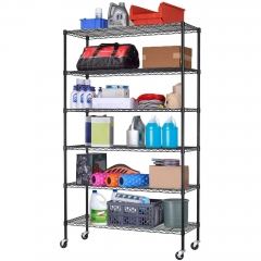 BestOffice 18x48x82 inch 6 Tier Wire Shelving Unit with Wheels Steel Adjustable Utility 2100 LBS Capacity,Black