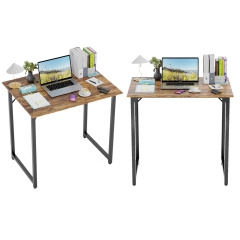 32 Inch Computer Desk Modern Simple Desk Study Desk Writing Table with Metal Frame Adjustable Foot Pads for Home Office Study Set of 2,Brown