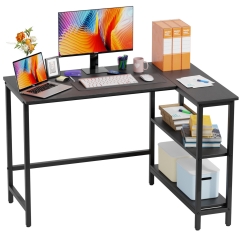 PayLessHere 43 Inch L-Shaped Computer Desk,Gaming Desk with Durable Metal Frame,Corner Desk with Reversible Storage Shelves for Home Office Gaming