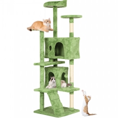 BestPet 70in Cat Tree Tower for Indoor Cats with Cat Scratching Posts Stand House Cat Condo with Funny Toys for Kittens Pet Play House, Green