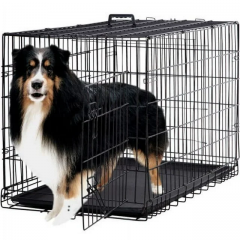 Bestpet Folding Black 48" 2 Door Pet Dog Cage Kennel with Divider Cat Cage Kennel with Tray