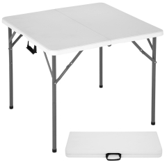 34" Square Plastic Folding Card Table, Portable Outdoor Dining Table with Collapsible Legs and Carrying Handle,Plastic Tables for Camping,Picnic, Offi