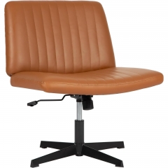 BestOffice Armless Office Chair, Criss Cross Legged, No Wheels Swivel for Men, Women(Brown)