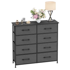 PayLessHere 8-Drawer Fabric Dresser for Bedroom,Closet Dresser with Metal Frame and Wooden Storage Tower for Closet,Living Room and Entryway, (Grey)