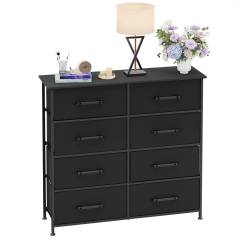 PayLessHere 8-Drawer Fabric Dresser for Bedroom,Closet Dresser with Metal Frame and Wooden Storage Tower for Closet,Living Room and Entryway, (Black)