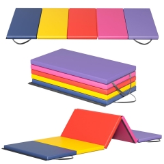 Gymnastics Tumbling Mats Portable Gymnastics Mat Foldable Tumbling Mat PU Leather Exercise Mat Yoga Mat with Carrying Handles for home Workout outdoor