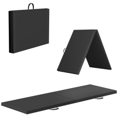 Gymnastics Tumbling Mats Portable Gymnastics Mat Foldable Tumbling Mat PU Leather Exercise Mat Yoga Mat with Carrying Handles for home Workout outdoor