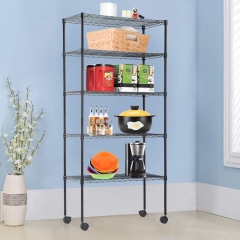 5-Tier Wire Shelving Unit Metal Shelf Organizer Heavy Duty for Bathroom Office Kitchen (Black, 14" D x 30" W x 60" H)