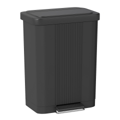 FDW 13 Gallon Trash Can with Lid, Hands-Free Step-on Foot Pedal, Waterproof Kitchen Office Garbage Can, Black