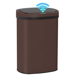 PayLessHere Sensor Trash Can 13 Gallon Automatic Lid – Brown Stainless Steel Touchless Kitchen Bin with Soft-Close Lid, 50L Capacity