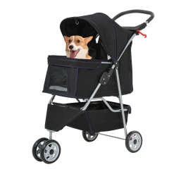 FDW Pet Stroller Foldable Dog Stroller 3-Wheel Durable Cat Jogger Stroller for Small and Medium Dogs Cats with Washable Liner Storage Basket Cup Holde