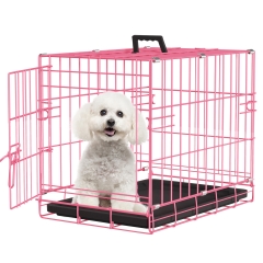 18 Inch Dog Crate Kennel for Small Dogs Metal Cage Single-Door Folding Travel Indoor Outdoor Puppy Playpen with Divider and Handle Plastic Tray,Pink 18 Inch Dog Crate Kennel for Small Dogs Metal Cage Single-Door Folding Travel Indoor Outdoor Puppy Playpen with Divider and Handle Plastic Tray,Pink