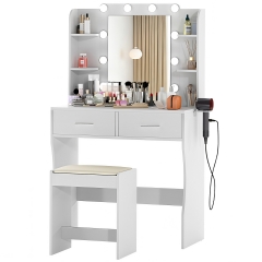 PayLessHere Vanity Desk Makeup Vanity With Large Mirror And 3 Color Light Options Dressing Table Set With Adjustable Power Strip hair dryer holder , 2 PayLessHere Vanity Desk Makeup Vanity With Large Mirror And 3 Color Light Options Dressing Table Set With Adjustable Power Strip hair dryer holder , 2