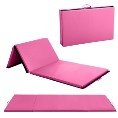 FDW 4'x10'x2" New Folding Panel Gymnastics Mat, Perfect for Indoor/Outdoor Exercise(Pink)