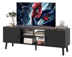 TV Stand for 55 60 Inch TVs,Entertainment Center with 2 Storage Cabinets and Open Shelves for Living Room, Bedroom, Home Office,Black TV Stand for 55 60 Inch TVs,Entertainment Center with 2 Storage Cabinets and Open Shelves for Living Room, Bedroom, Home Office,Black