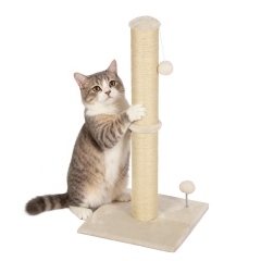33 Inch Cat Scratching Post Cat Scratcher Natural Sisal Rope Scratch Post Trees with Hanging Ball for Indoor Cats and Adults ,Beige 33 Inch Cat Scratching Post Cat Scratcher Natural Sisal Rope Scratch Post Trees with Hanging Ball for Indoor Cats and Adults ,Beige