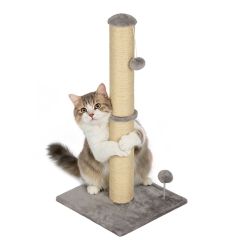 33 Inch Cat Scratching Post Cat Scratcher Natural Sisal Rope Scratch Post Trees with Hanging Ball for Indoor Cats and Adults ,Light Gray 33 Inch Cat Scratching Post Cat Scratcher Natural Sisal Rope Scratch Post Trees with Hanging Ball for Indoor Cats and Adults ,Light Gray