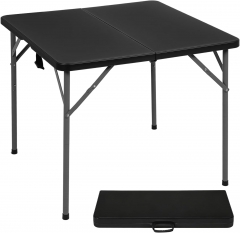 34" Folding Card Table Plastic Table Portable Square Height Dining Table Perfect for Party and Parties Backyard Events, Black