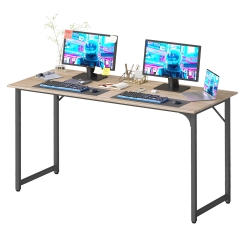 55 Inch Computer Desk Office Desk with Metal Frame, Adjustable Feet | Water-Resistant, Writing Table for Home Office or Study | Pack of 1Nature