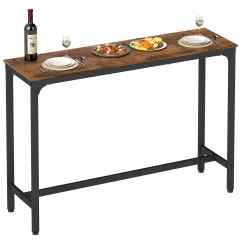  55” Bar Height Pub Table, Counter Height Bar Table with Sturdy Legs & Adjustable Foot Pads, Dining Table for Bar, Dining Room, Coffee Shop – Brown