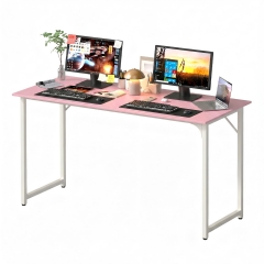  55 Inch Computer Desk ,Office Desk with Metal Frame, Adjustable Feet | Water-Resistant,Writing Table for Home Office or Study | Pack of 1 Pink