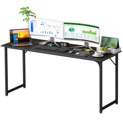 63 Inch Computer Desk Office Desk with Metal Frame, Adjustable Feet | Water-Resistant, Sturdy Writing Table for Home Office or Study Black