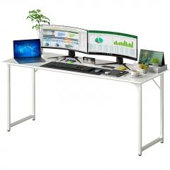 63 Inch Computer Desk Office Desk with Metal Frame, Adjustable Feet | Water-Resistant,Sturdy Writing Table for Home Office or Study | White |
