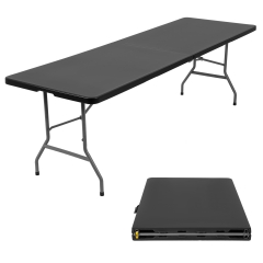 8 FT Picnic Table Folding Table Camping Plastic Table Fold Up Table Lock for Party Event, Black