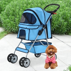 BestPet Folding Pet Stroller, Blue, 39"H BestPet Folding Pet Stroller, Blue, 39"H