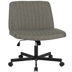 Criss Cross Chair Wide, Armless Office Desk Chair,Backrest Vanity Chair with Wheels 360 Swivel, Height Adjustable for Home Office, Home Office Grey Criss Cross Chair Wide, Armless Office Desk Chair,Backrest Vanity Chair with Wheels 360 Swivel, Height Adjustable for Home Office, Home Office Grey