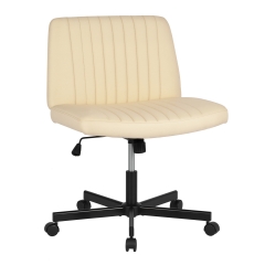 Criss Cross Chair Wide, Armless Office Desk Chair,Backrest Vanity Chair with Wheels 360 Swivel, Height Adjustable for Home Office, Home Office Beige Criss Cross Chair Wide, Armless Office Desk Chair,Backrest Vanity Chair with Wheels 360 Swivel, Height Adjustable for Home Office, Home Office Beige
