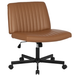 Criss Cross Chair Wide, Armless Office Desk Chair,Backrest Vanity Chair with Wheels 360 Swivel, Height Adjustable for Home Office, Home Office Brown Criss Cross Chair Wide, Armless Office Desk Chair,Backrest Vanity Chair with Wheels 360 Swivel, Height Adjustable for Home Office, Home Office Brown