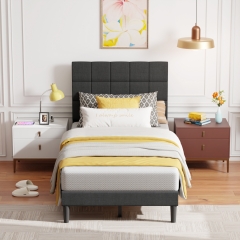 FDW Twin Bed Frame Upholstered Bed Frame with Fabric Upholstered Headboard,Wooden Slats Support Platform Bed Frame FDW Twin Bed Frame Upholstered Bed Frame with Fabric Upholstered Headboard,Wooden Slats Support Platform Bed Frame