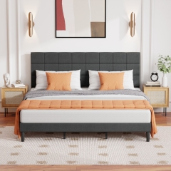 FDW King Bed Frame Upholstered Bed Frame with Fabric Upholstered Headboard,Wooden Slats Support Platform Bed Frame FDW King Bed Frame Upholstered Bed Frame with Fabric Upholstered Headboard,Wooden Slats Support Platform Bed Frame