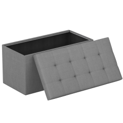 30 Inches Folding Storage Ottoman Bench, End of Bed Foot Rest Stools Ottoman Storage Chest, Gray