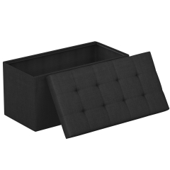 30 Inches Folding Storage Ottoman Bench, End of Bed Foot Rest Stools Ottoman Storage Chest, Black
